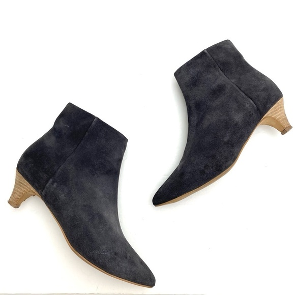 ANTHROPOLOGIE Suede Pointed Toe Ankle Low Heel Boot in Charcoal Gray Size 6 - Picture 4 of 12